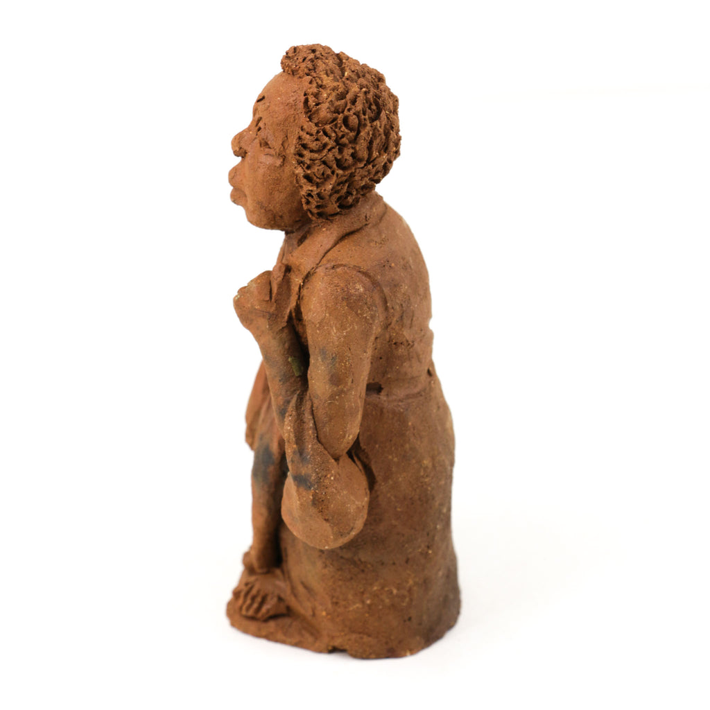 Clay Figure Woman Carrying Purse Malawi