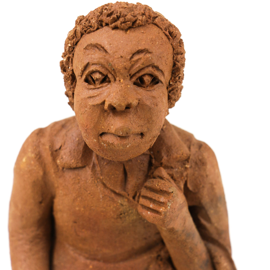 Clay Figure Woman Carrying Purse Malawi