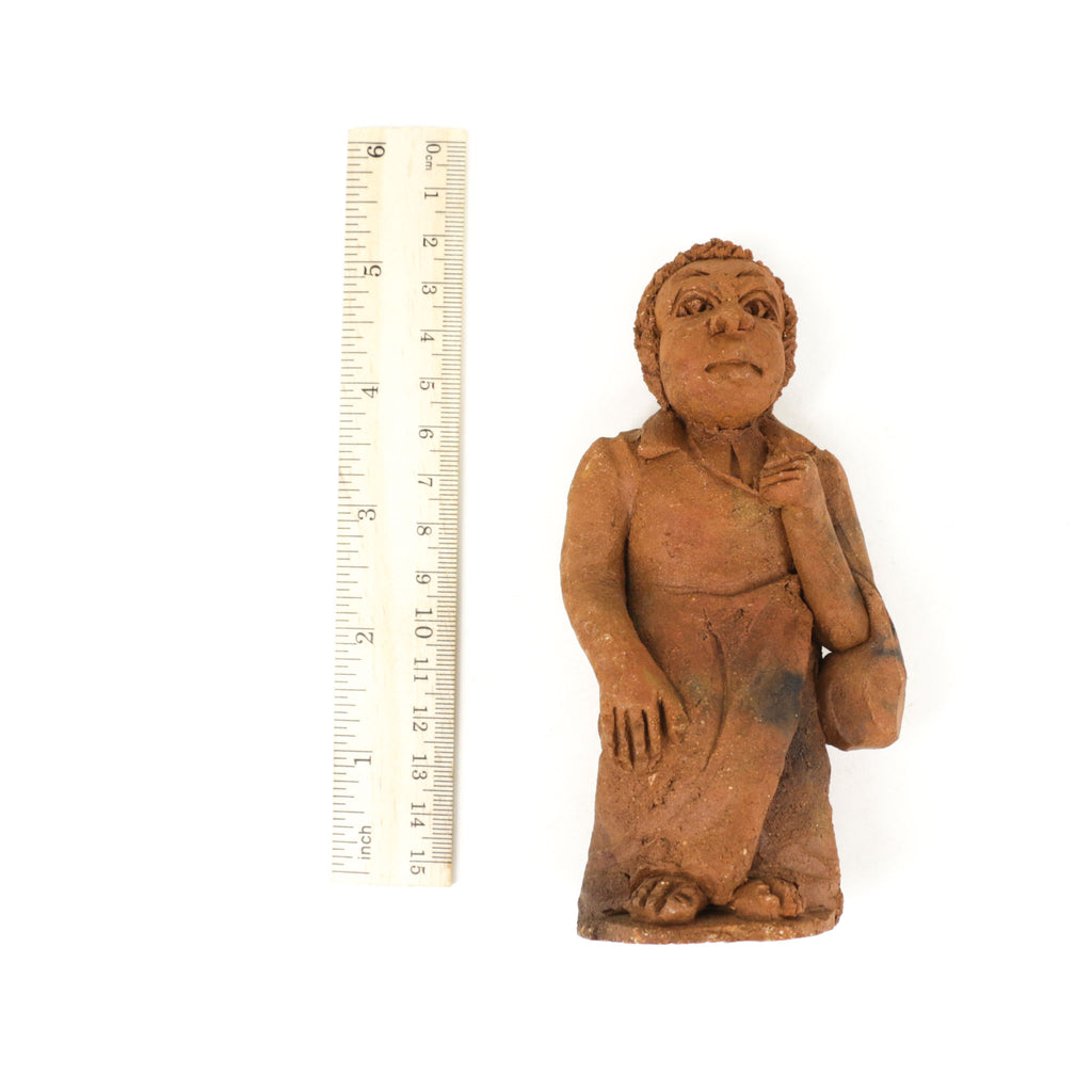 Clay Figure Woman Carrying Purse Malawi