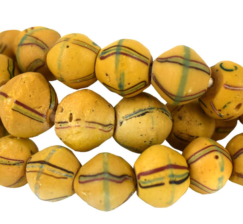 Yellow King Venetian Trade Beads 32 Inch