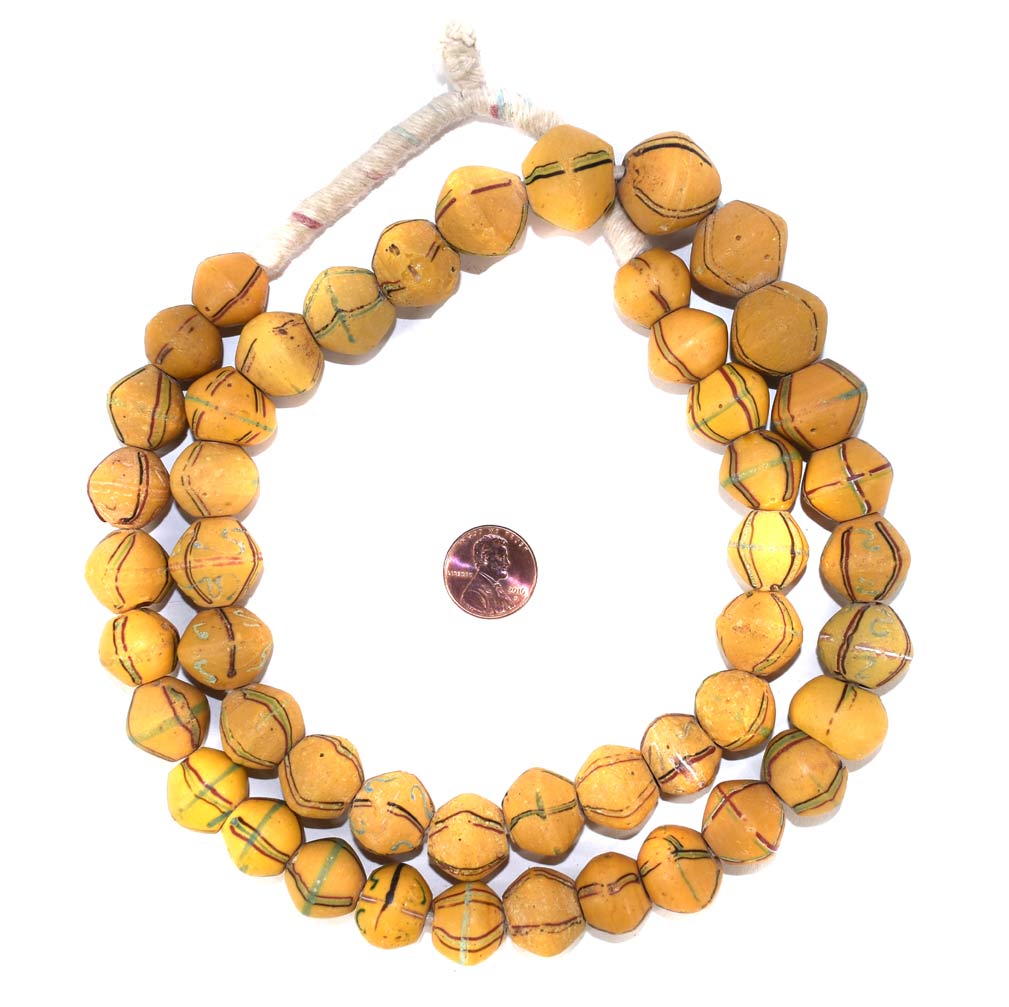 Yellow King Venetian Trade Beads 32 Inch