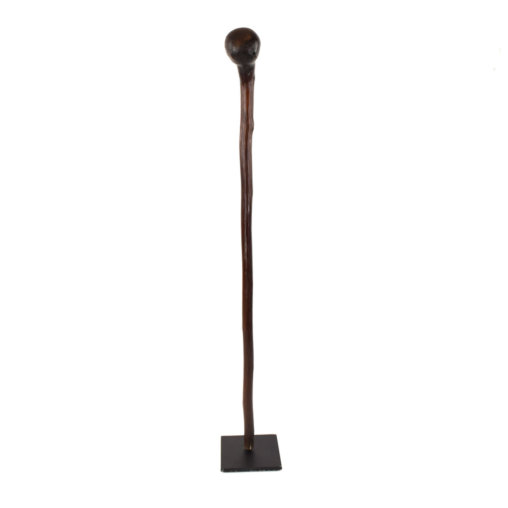 Zulu Knobkerrie Carved Wood Stick Cane with Custom Stand South Africa