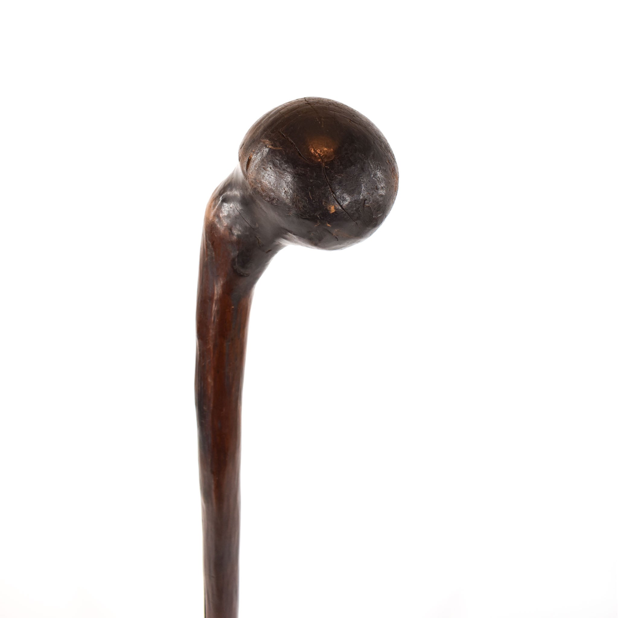 Zulu African Knob Kerrie Hand Carved Saligna Hard Wood Walking Stick o –