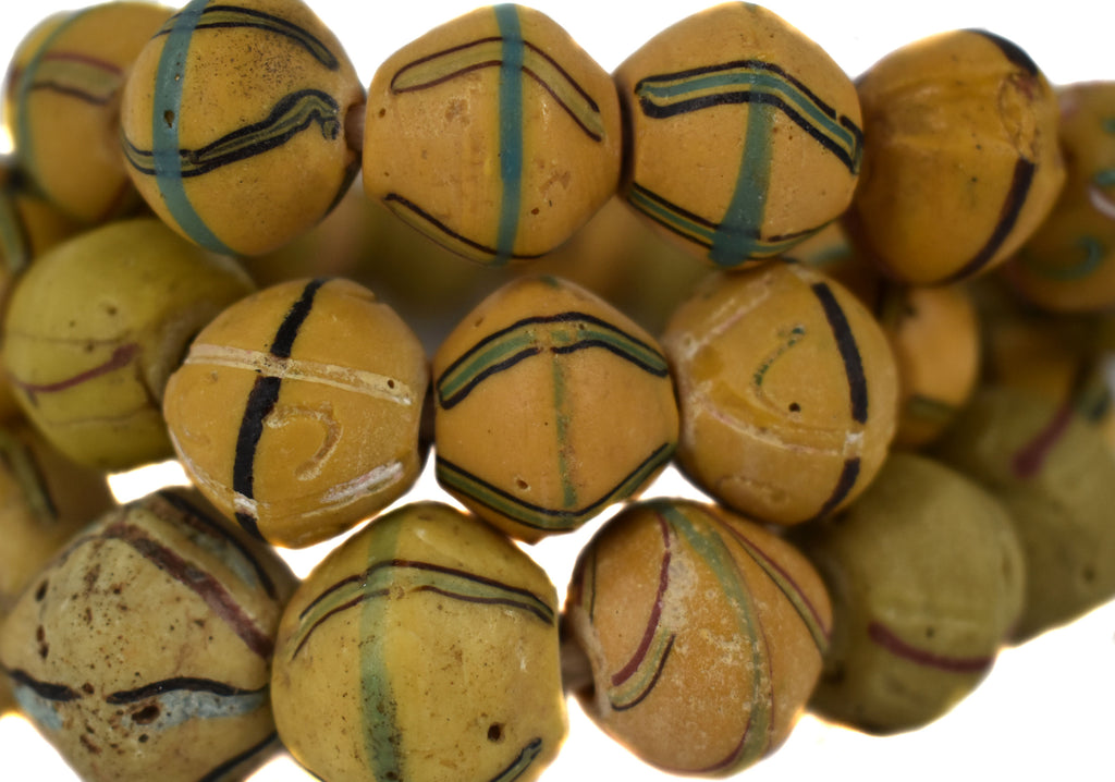 Yellow King Venetian Trade Beads 32 Inch