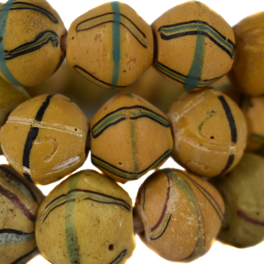 Yellow King Venetian Trade Beads 32 Inch