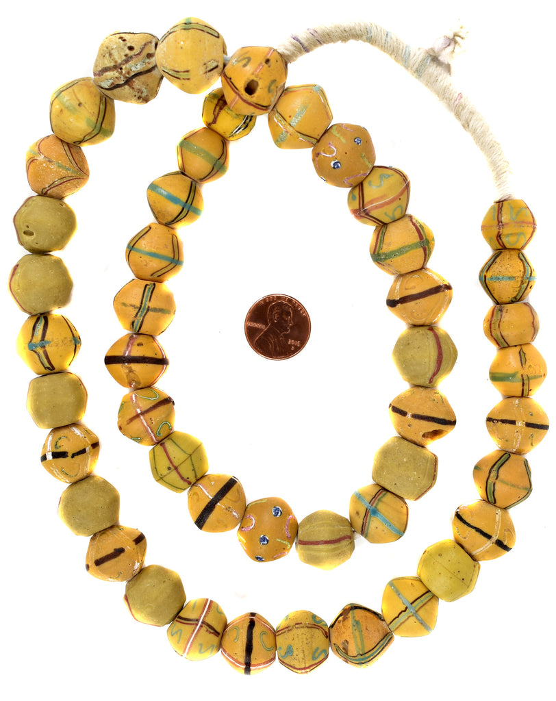 Yellow King Venetian Trade Beads 32 Inch