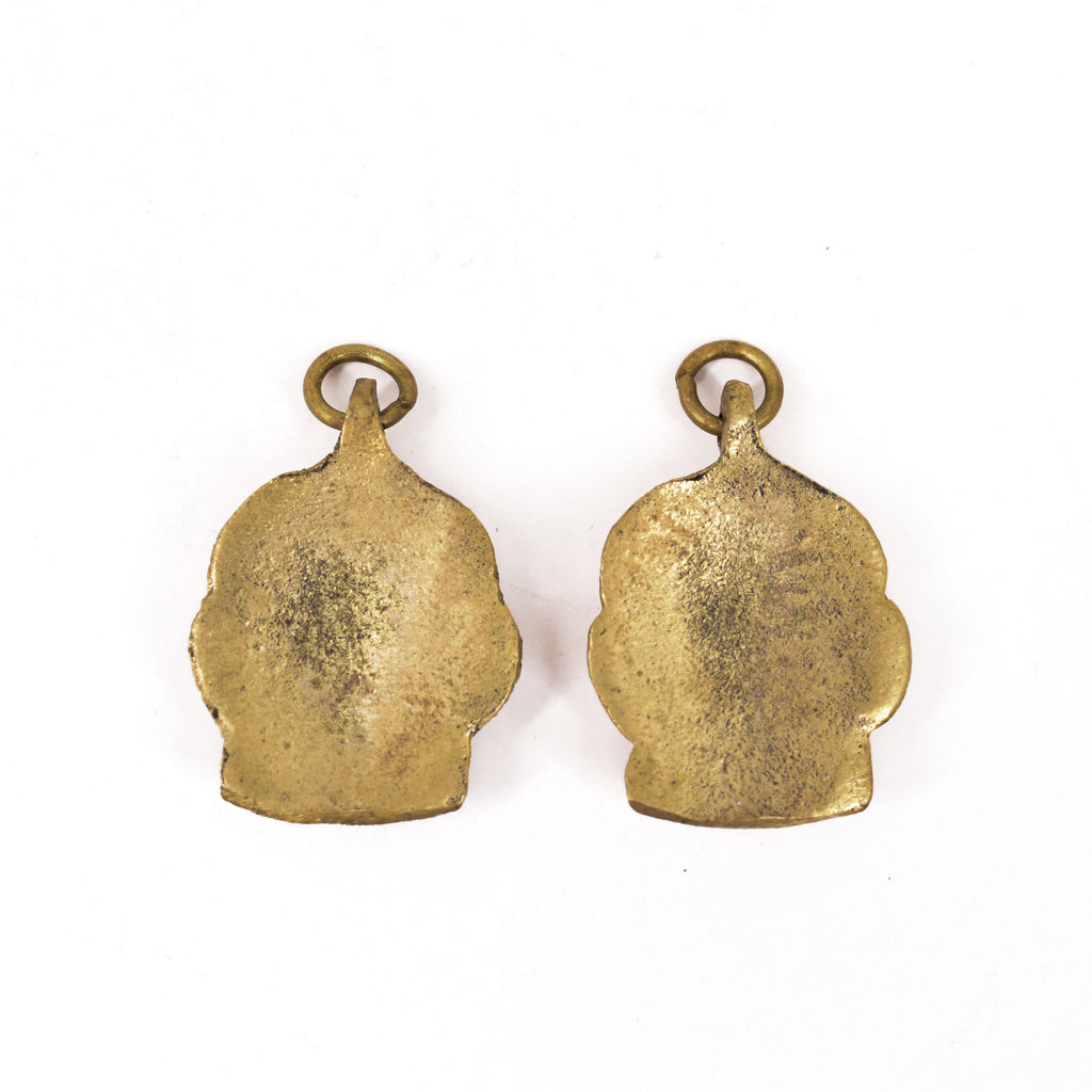 2 Tibetan Brass Buddha Pendants Repoussé