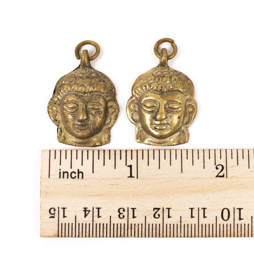 2 Tibetan Brass Buddha Pendants Repoussé