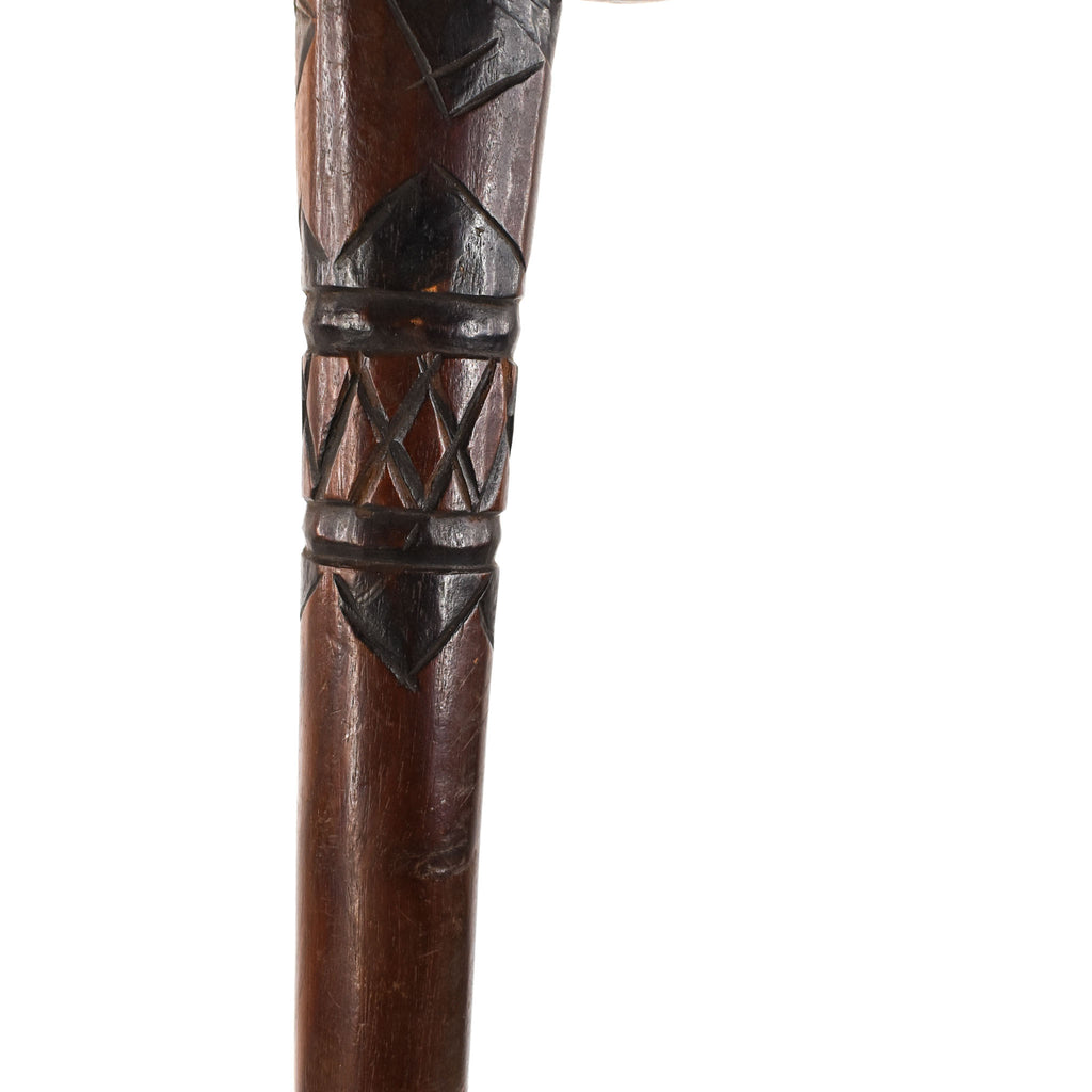 Zulu Knobkerrie Carved Wood Stick Cane on Custom Stand South Africa