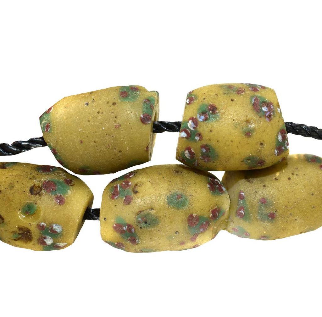 5 Yellow Venetian Trade Beads