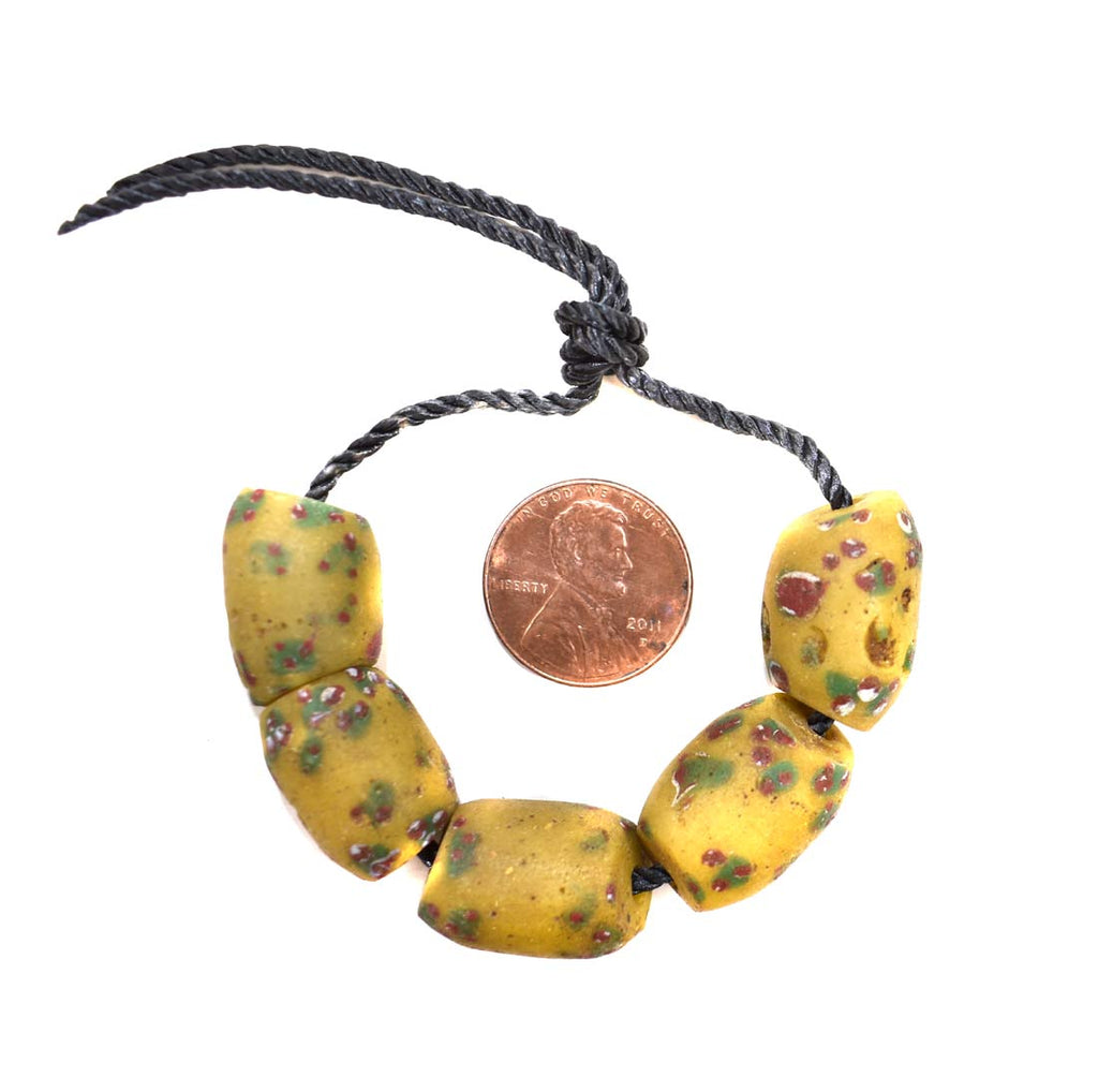 5 Yellow Venetian Trade Beads