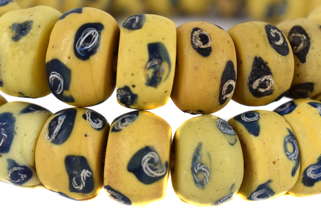 Yellow And Blue Venetian Trade Beads 38 Inch Cooper Collection