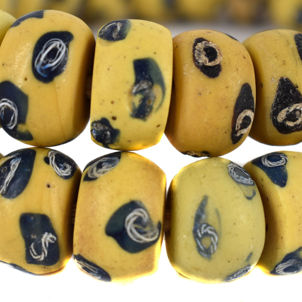 Yellow And Blue Venetian Trade Beads 38 Inch Cooper Collection