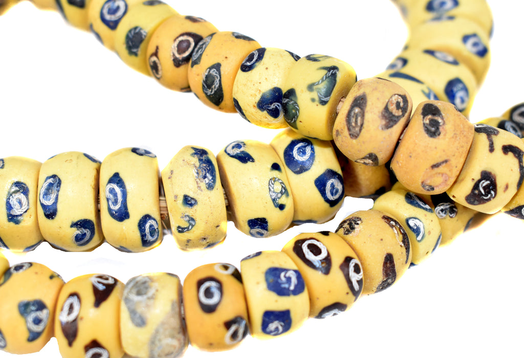 Yellow And Blue Venetian Trade Beads 38 Inch Cooper Collection