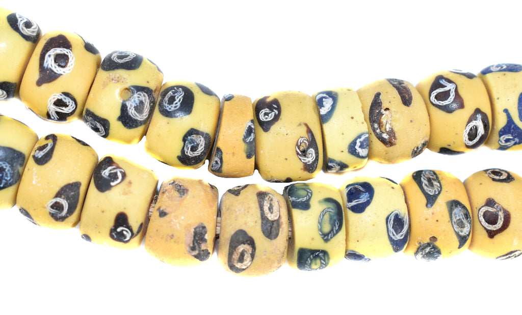 Yellow And Blue Venetian Trade Beads 38 Inch Cooper Collection