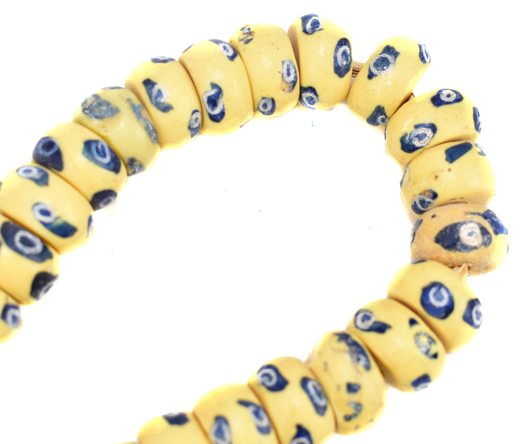 Yellow And Blue Venetian Trade Beads 38 Inch Cooper Collection