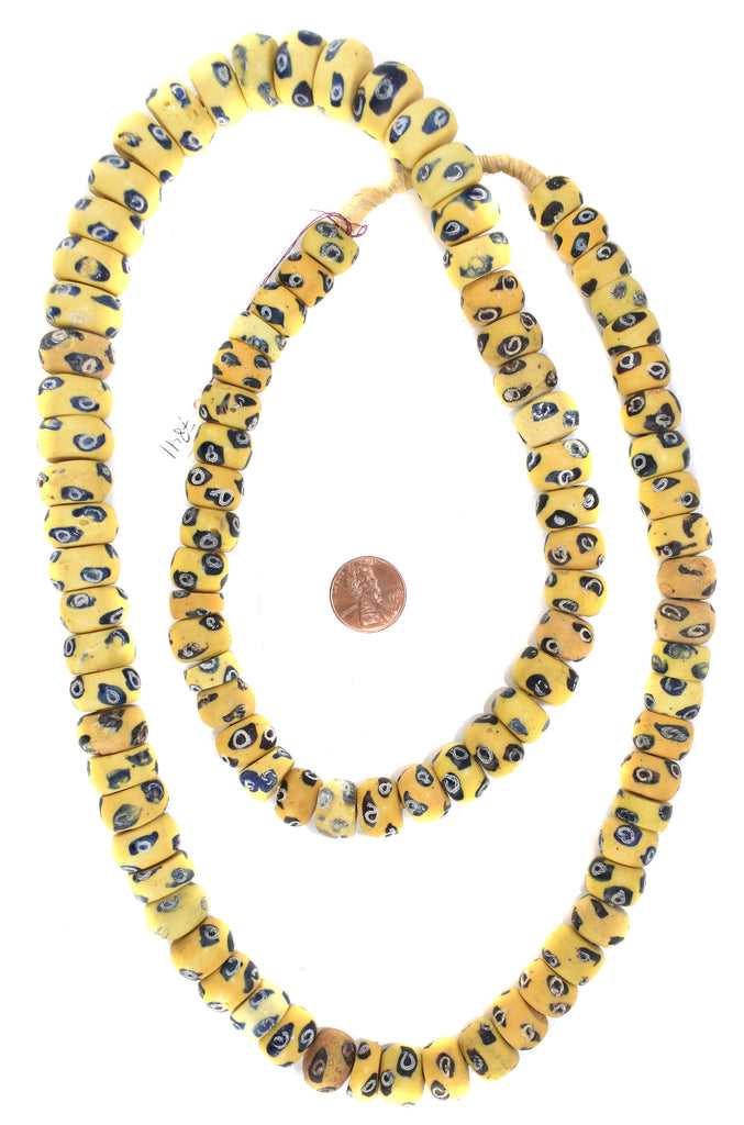 Yellow And Blue Venetian Trade Beads 38 Inch Cooper Collection