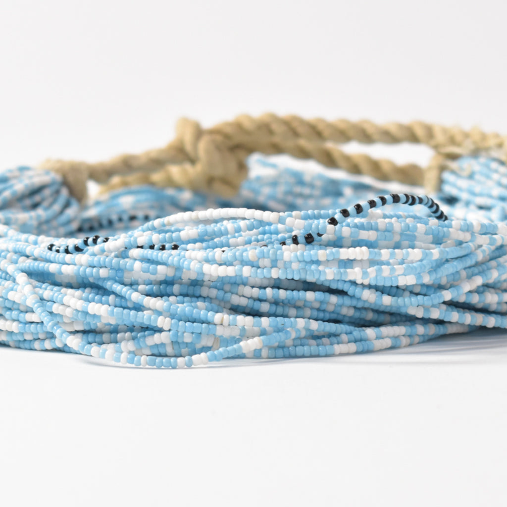 Blue and White Baule Tamba Seed Bead Necklace