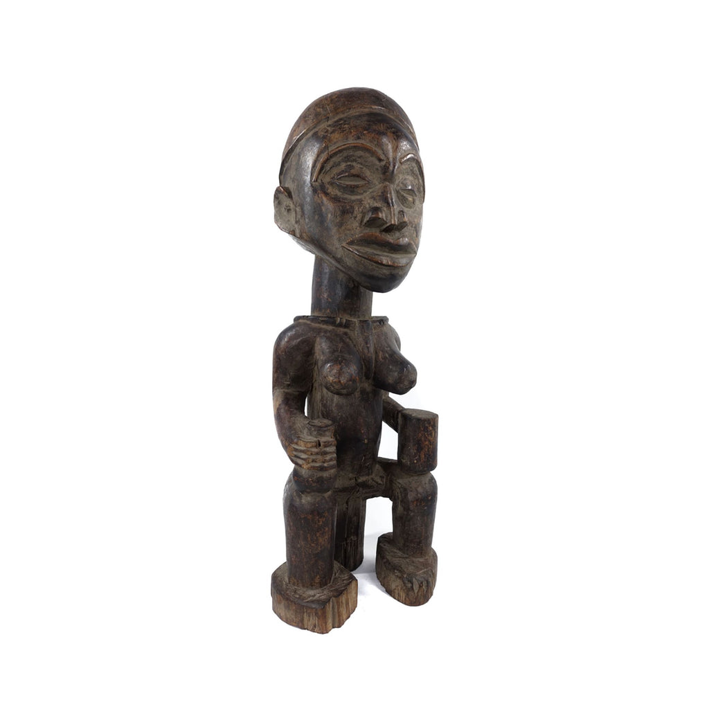 Yombe Seated Female Figure Holding Cups Congo