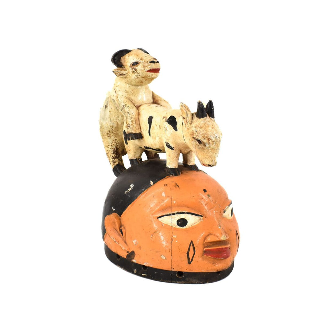 Yoruba Gelede Mask with Goat Figures Nigeria