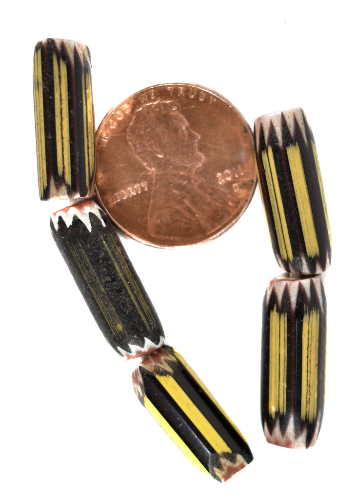 5 Yellow Jacket Chevron Venetian Trade Beads