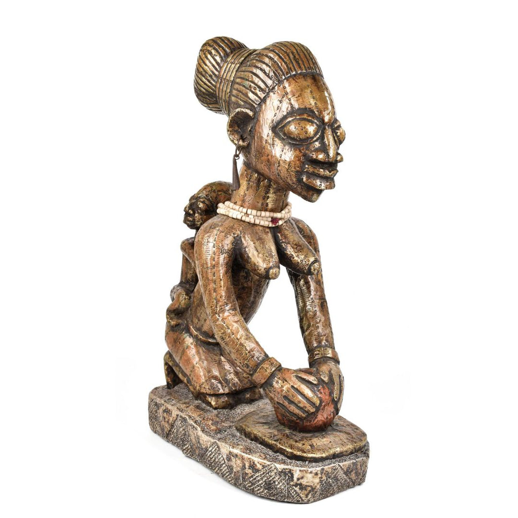 Yoruba Female Maternity Brass Figure Cameroon