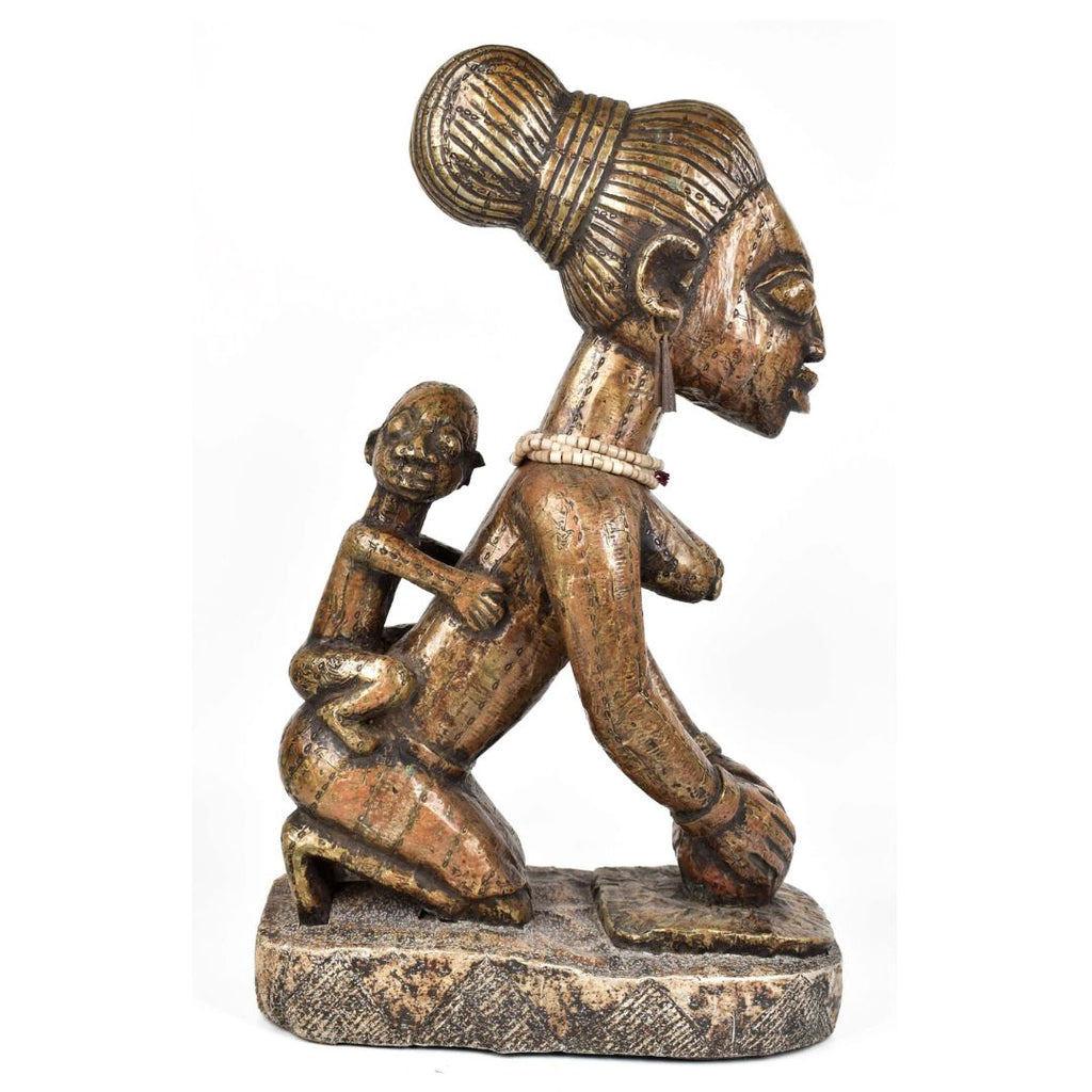 Yoruba Female Maternity Brass Figure Cameroon