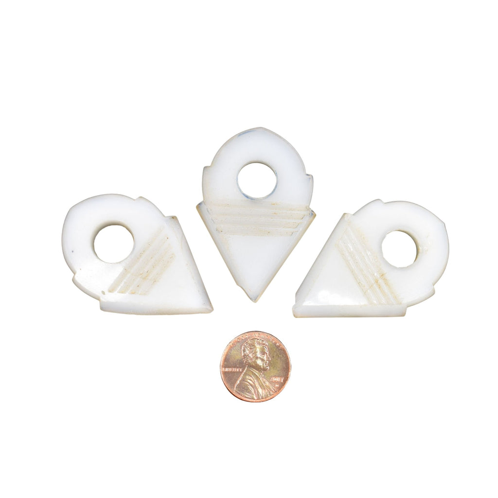 3 White Glass Talhakimt Pendants