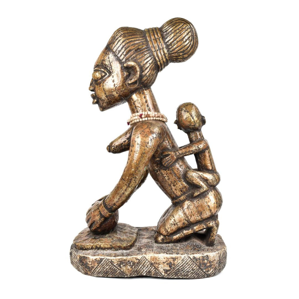 Yoruba Female Maternity Brass Figure Cameroon