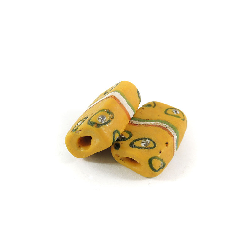 2 Yellow Tabular Venetian Trade Beads