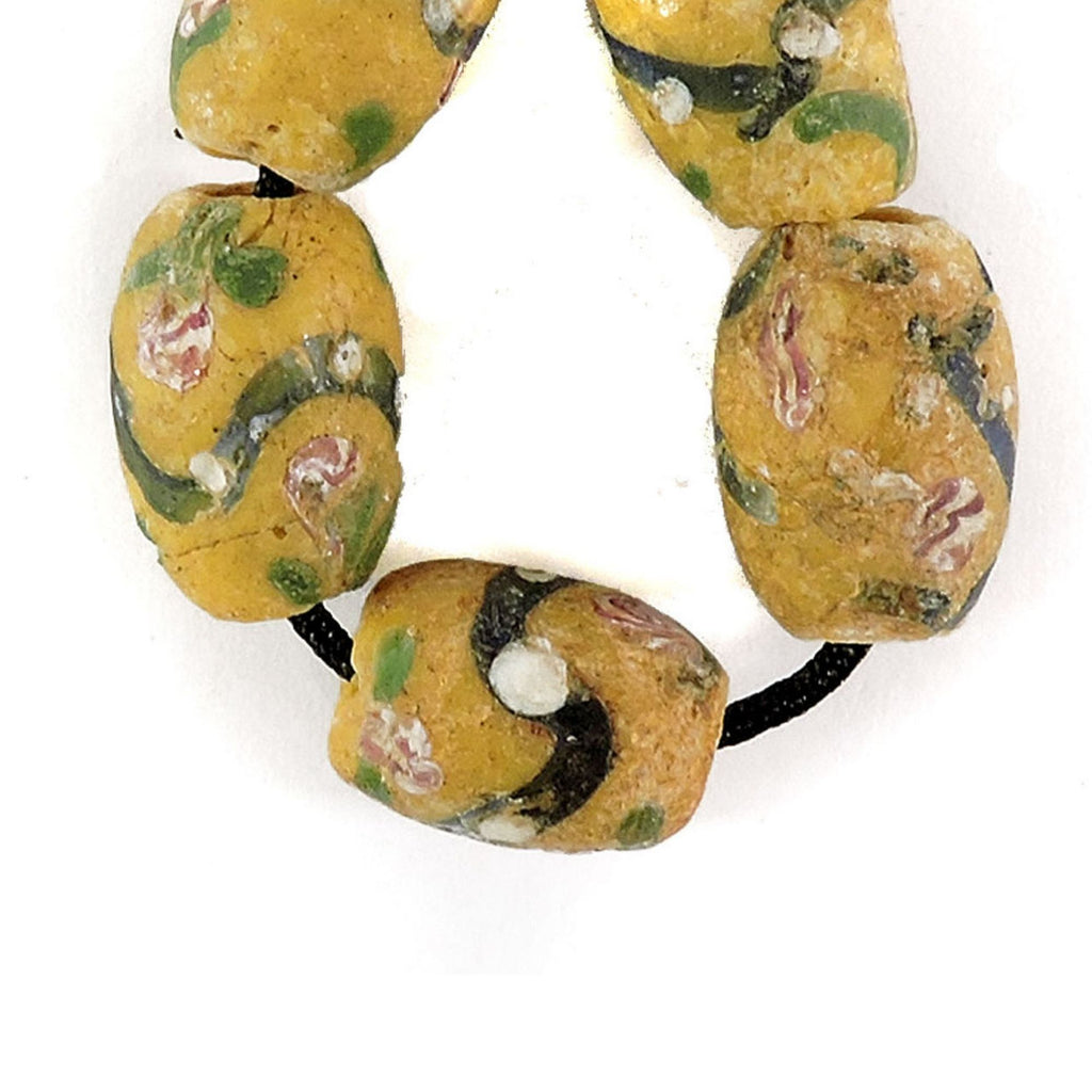 5 Yellow Venetian Trade Beads