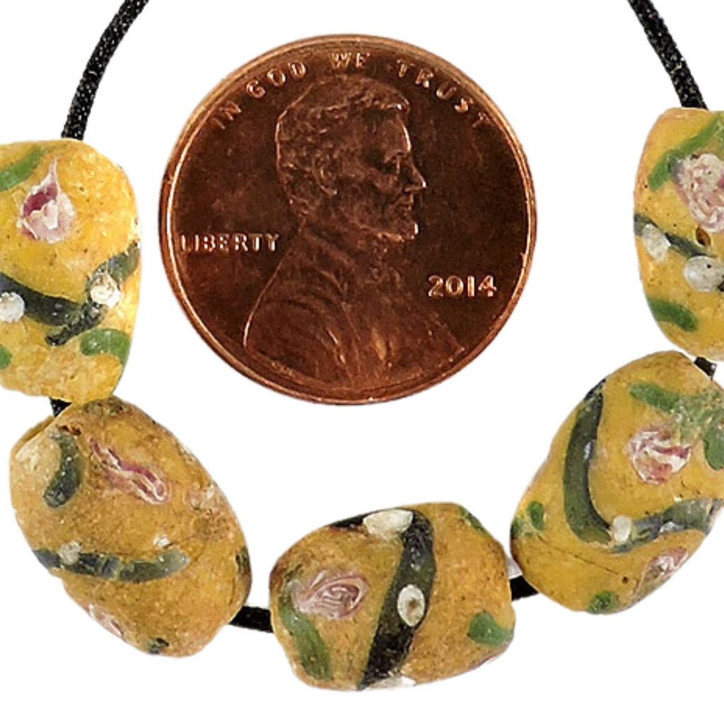 5 Yellow Venetian Trade Beads