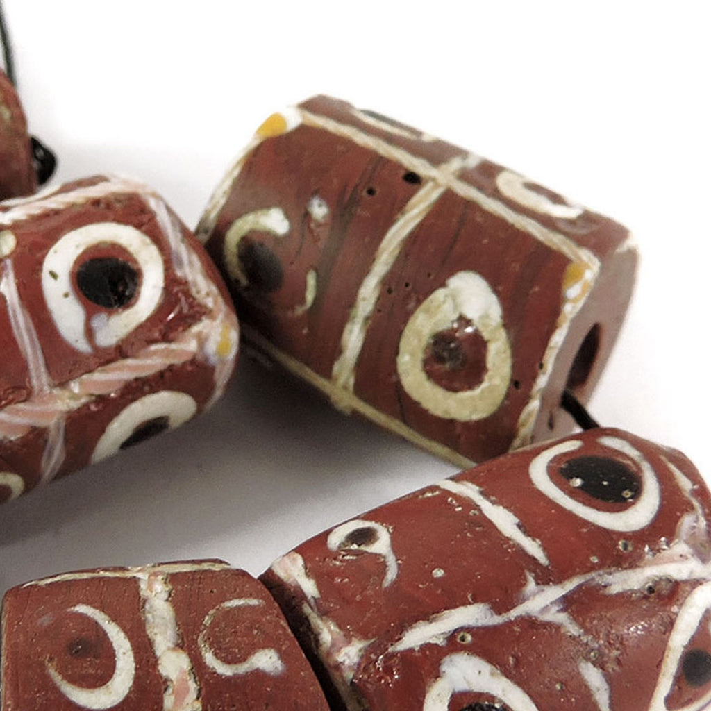 6 Brick Red Tic Tac Toe Venetian Trade Beads