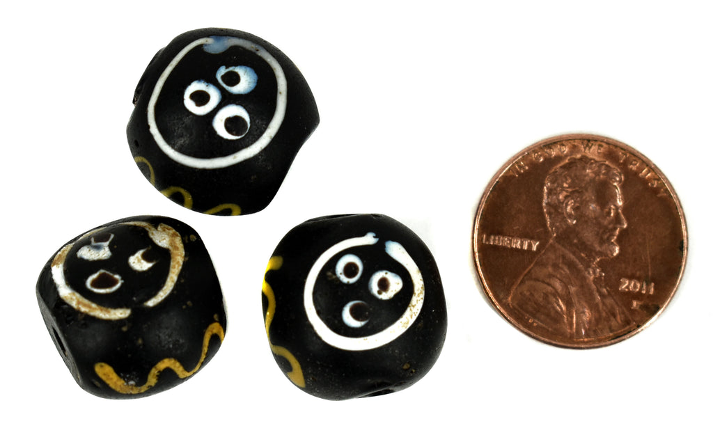 3 Baule Face Venetian Trade Beads