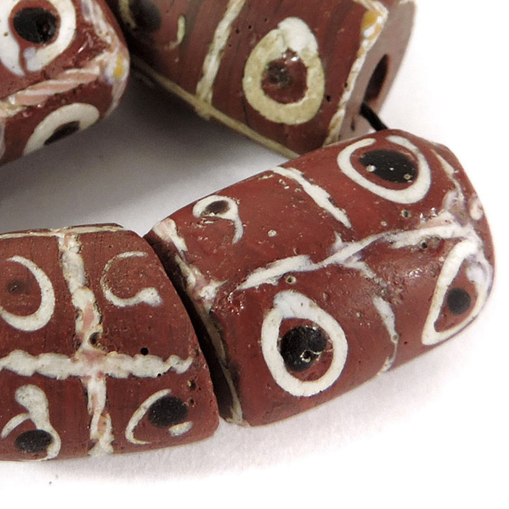 6 Brick Red Tic Tac Toe Venetian Trade Beads