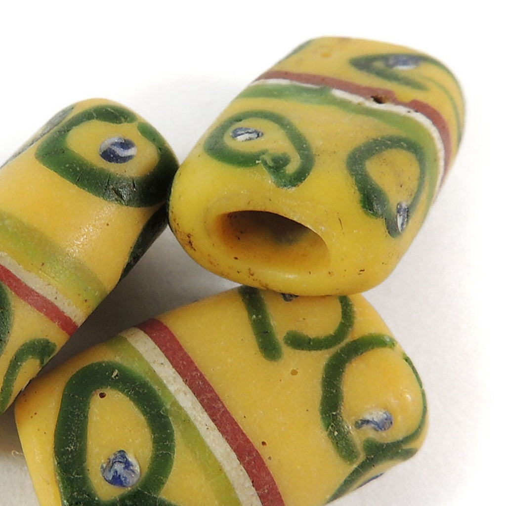 3 Yellow Tabular Venetian Trade Beads