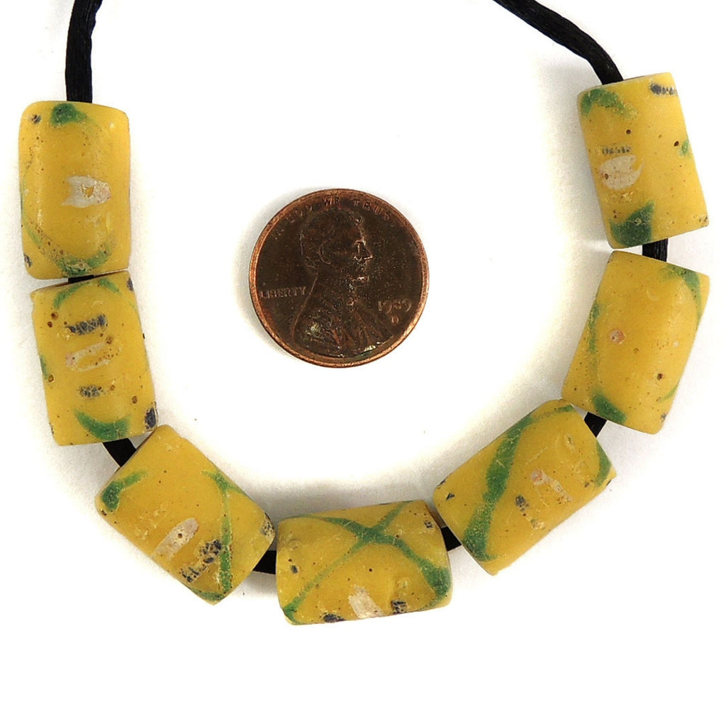 7 Yellow Pineapple Venetian Trade Beads