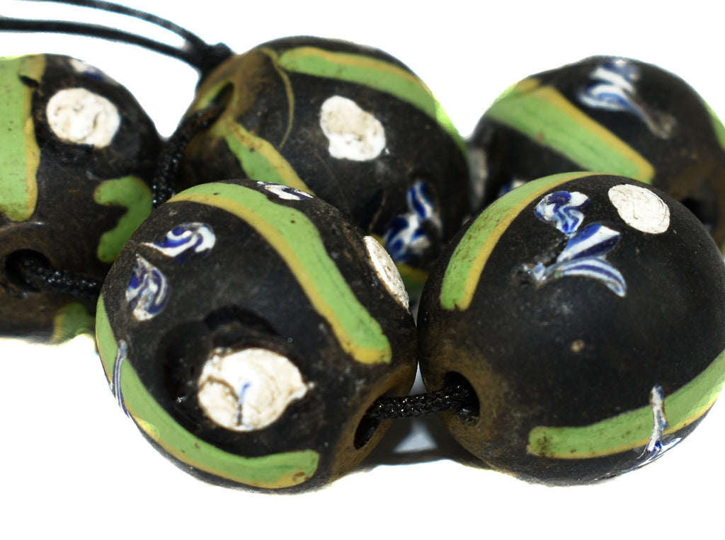 5 Black Ghost Venetian Trade Bead