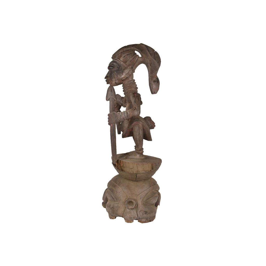 Yoruba Epa with Warrior Wood Figure Nigeria 34 Inch