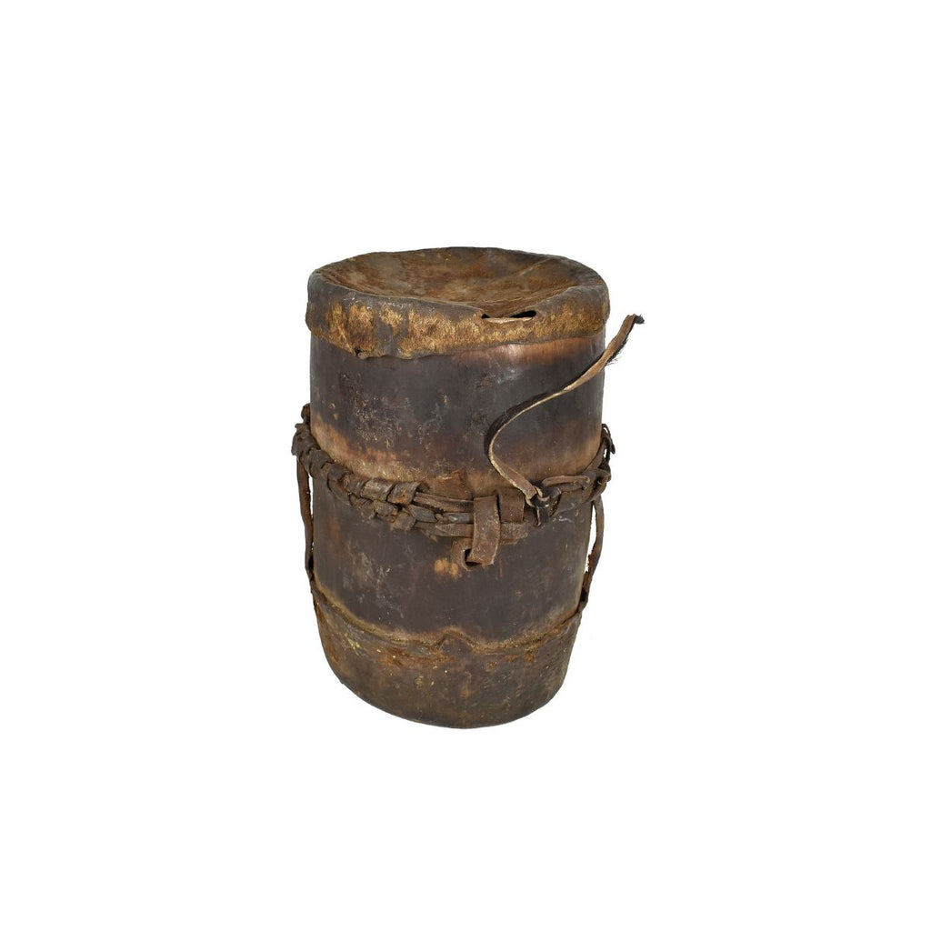 Samburu Wood Container with Leather Lid Kenya