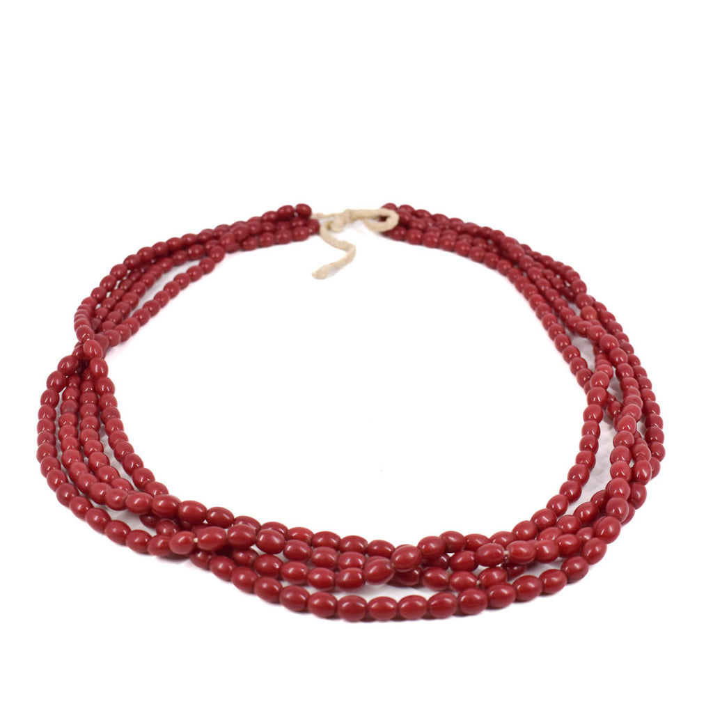 Long Red Beaded Necklace