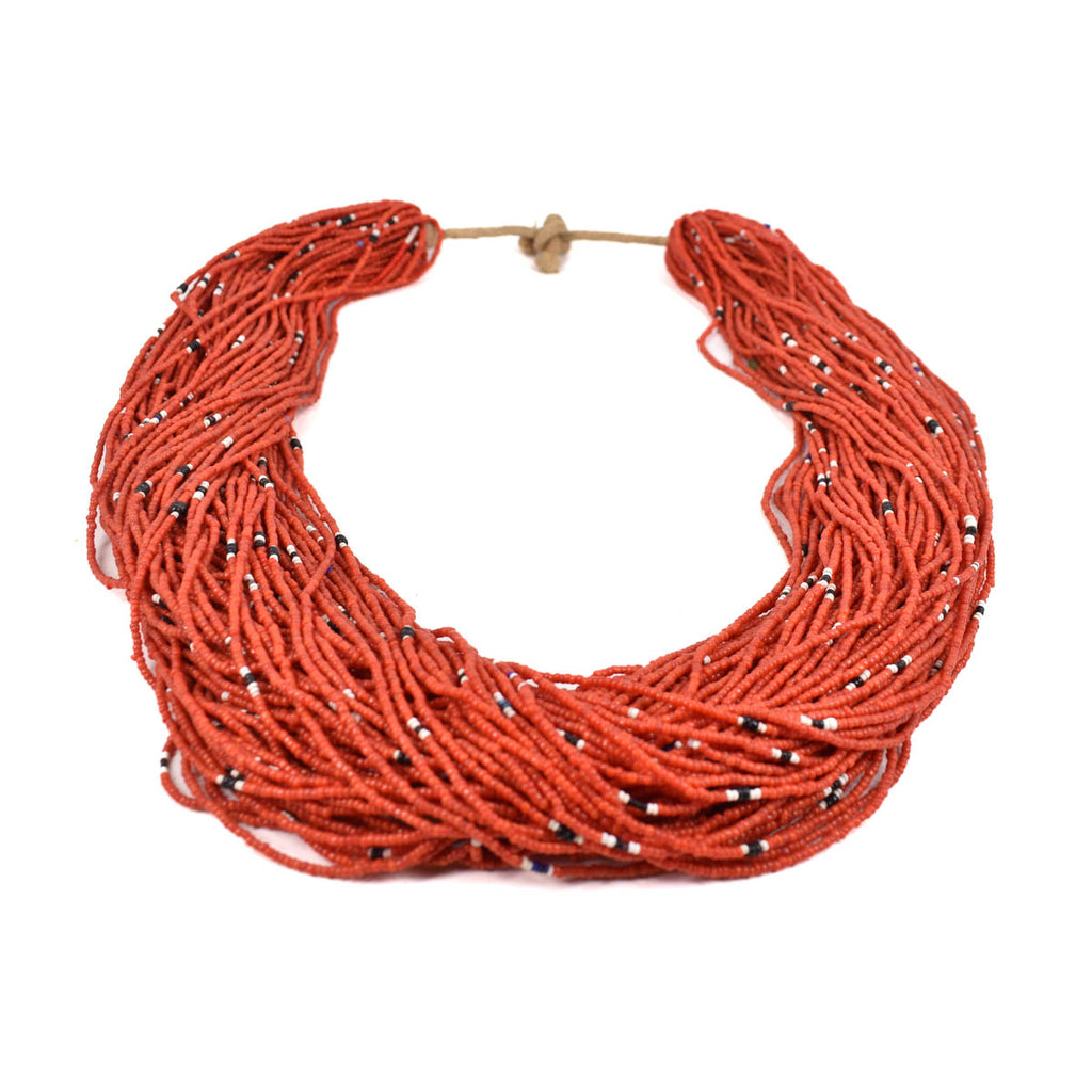 Large Red Seed Bead Necklace