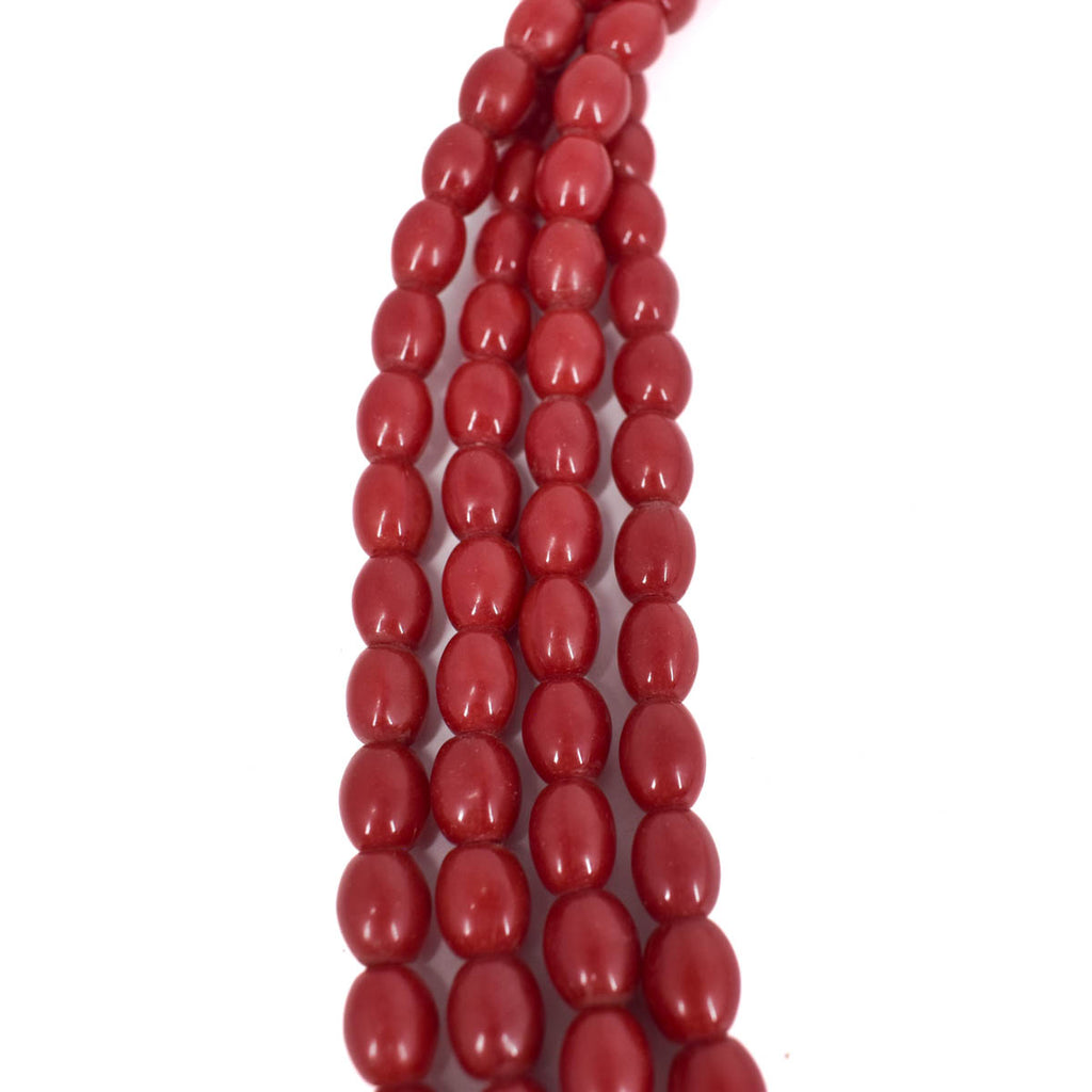 Oval Red Glass Beads